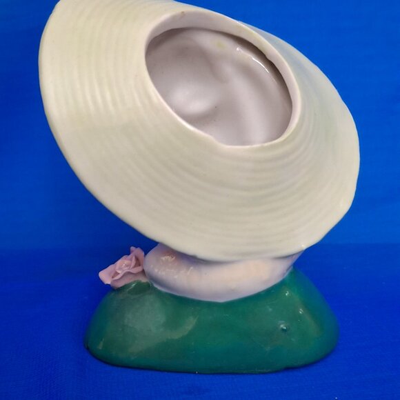 Vintage Ucagco Porcelain Green Hat Lady Head Vase - Picture 3 of 7
